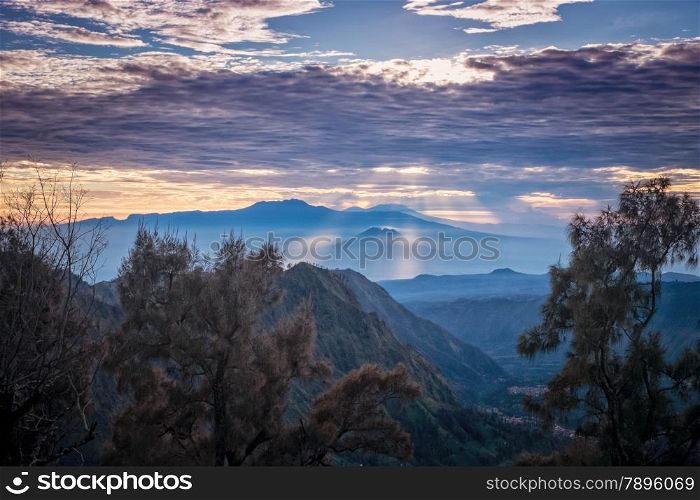 Indonesian mountain scene in the early morning