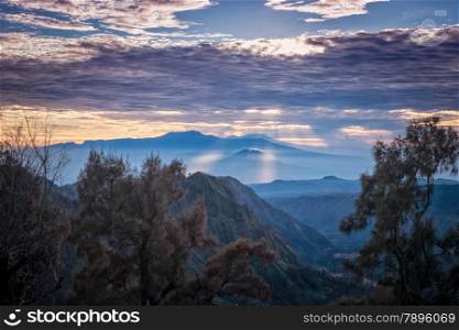 Indonesian mountain scene in the early morning