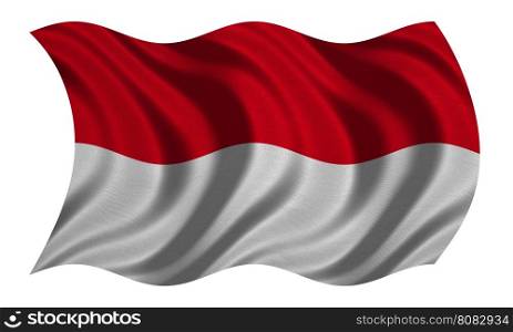 Indonesian national official flag. Patriotic symbol, banner, element, background Correct color Flag of Indonesia, Monaco, Hesse with real detailed fabric texture wavy isolated on white 3D illustration