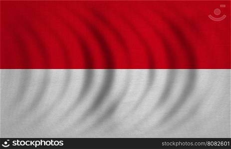 Indonesian national official flag. Patriotic symbol, banner, element, background. Correct colors. Flag of Indonesia, Monaco, Hesse wavy with real detailed fabric texture, accurate size, illustration