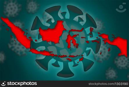 Indonesian symbol and corona virus, 3d rendering