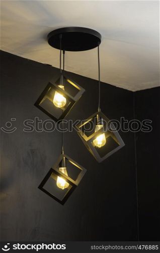 Indoor vintage retro lights ceiling lamp, stock photo