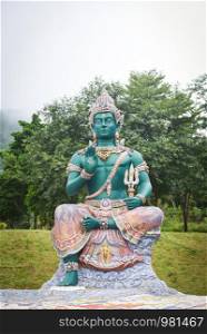 Indra statue or Green giant important religious Buddhist landmarks and Hindu brahmin