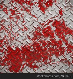 industrial accident. industrial accident, sheet of diamond or tread plate splashed in red blood
