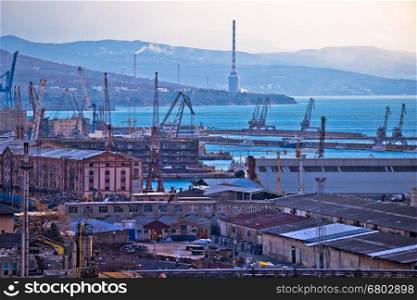 Industrial and port city of Rijeka, Kvarner bay, Croatia