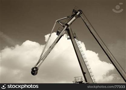 Industrial crane sepia background. Industrial crane sepia background hd