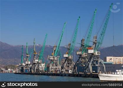 Industrial cranes in Batumi seaport&#xA;