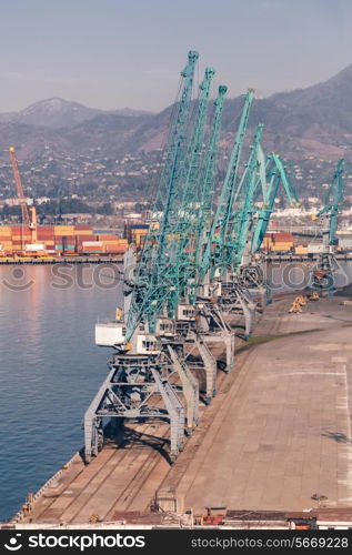 Industrial cranes in Batumi seaport&#xA;