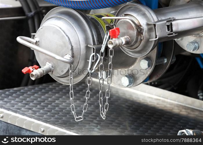 Industrial details of new sewage truck equipment, valves