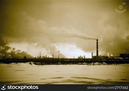 Industrial district. The smoke comes from the pipes
