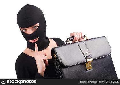Industrial espionage concept with person in balaclava