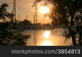 Industrial landscape at dawn.