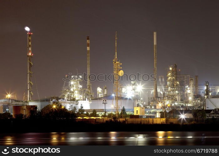 Industrial landscape by night