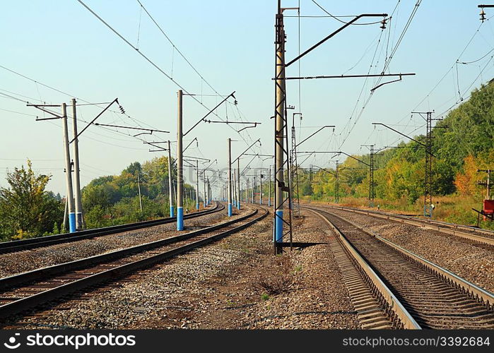 industrial landscape with electric railway