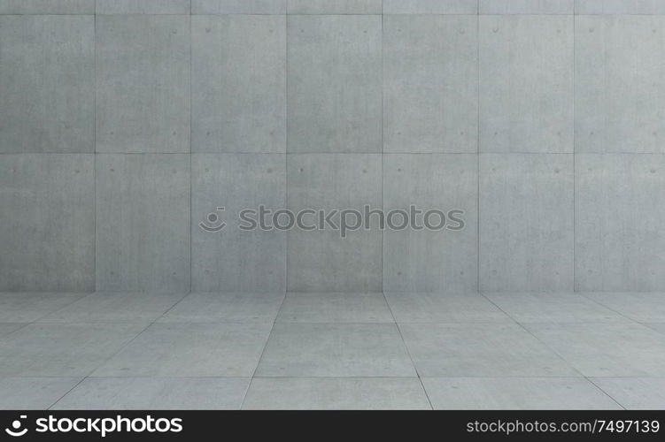 Industrial Loft style concrete cement square tiles wall and floor background .