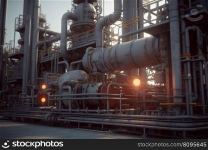 Industrial oil refinery plant. Steel supply. Generate Ai. Industrial oil refinery plant. Generate Ai
