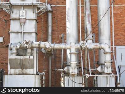 Industrial pipes in a 19th century gasworks in Gazi, Athens (Greece).