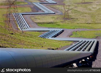 Industrial pipeworkGeothermal power station in Iceland in the Krafla Volcanic region of Iceland.