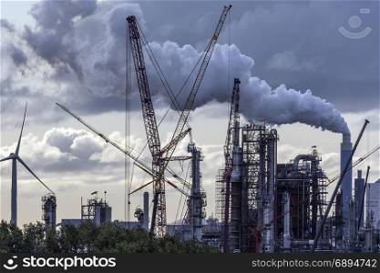 Industrial Pollution - an industrial skyline in Rotterdam - Netherlands