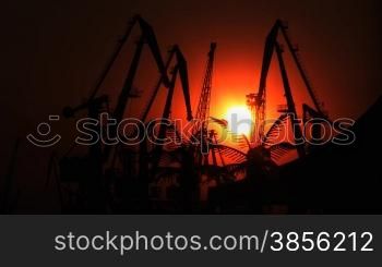 Industrial port at sunset