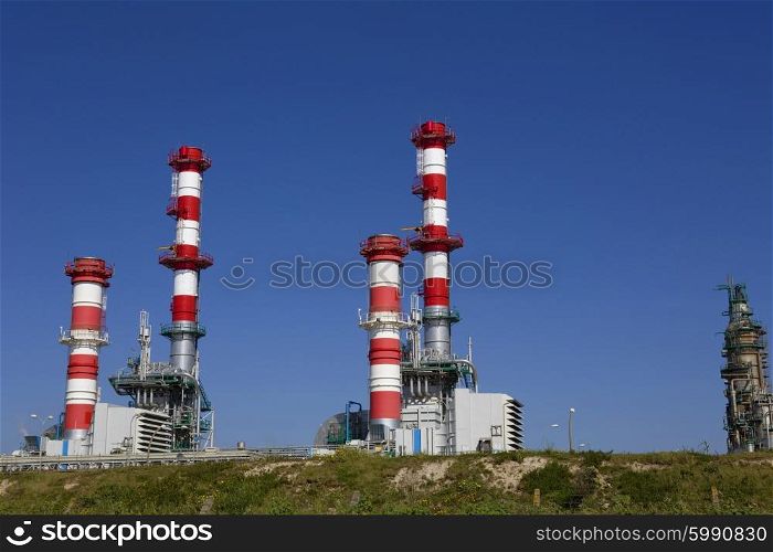 Industrial power plant and oil refinery at Porto, portugal