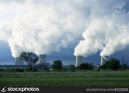 Industrial power station with smoke