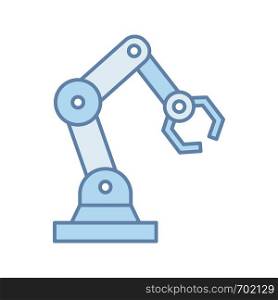 Industrial robotic arm color icon. Robot hand. Isolated vector illustration. Industrial robotic arm color icon