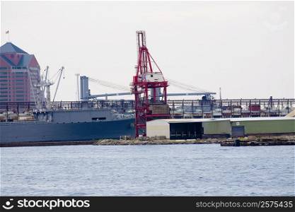Industrial ship docked at a harbor, Inner Harbor, Baltimore, Maryland, USA