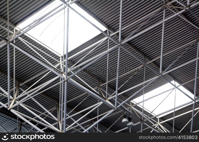 Industrial steel ceiling roof construction with 3d round beams