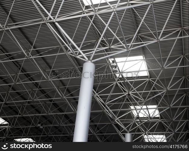 Industrial steel ceiling roof construction with 3d round beams