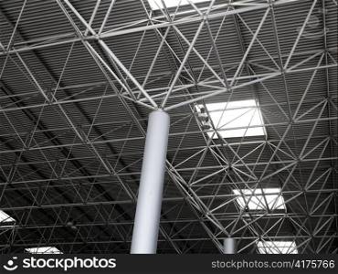 Industrial steel ceiling roof construction with 3d round beams