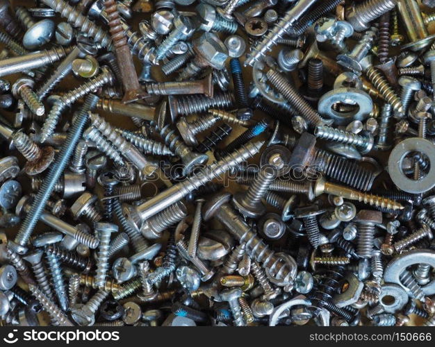 industrial steel hardware bolt nut screw washer useful as a background. industrial hardware background