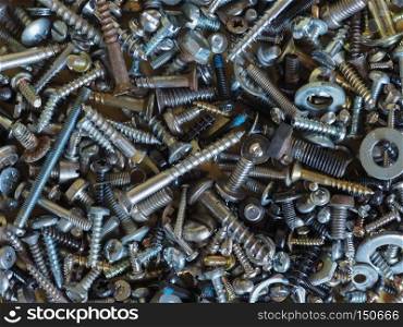 industrial steel hardware bolt nut screw washer useful as a background. industrial hardware background