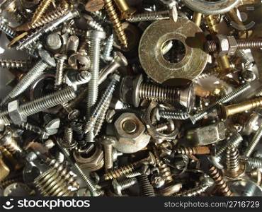Industrial steel hardware bolts, nuts, screws. Hardware