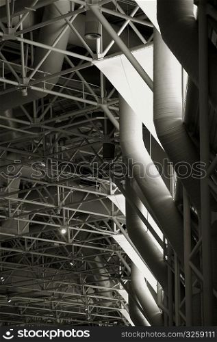 Industrial steel structural building supports.