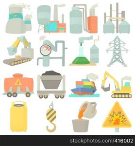 Industrial symbols icons set. Cartoon illustration of 16 industrial symbols vector icons for web. Industrial symbols icons set, cartoon style