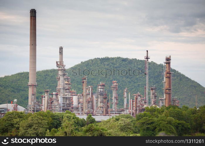 Industrial view at oil refinery plant form industry zone