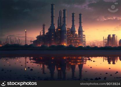 Industrial view , oil refinery factory industrial , A equipment of oil refining and gas refinery area , Generative Ai