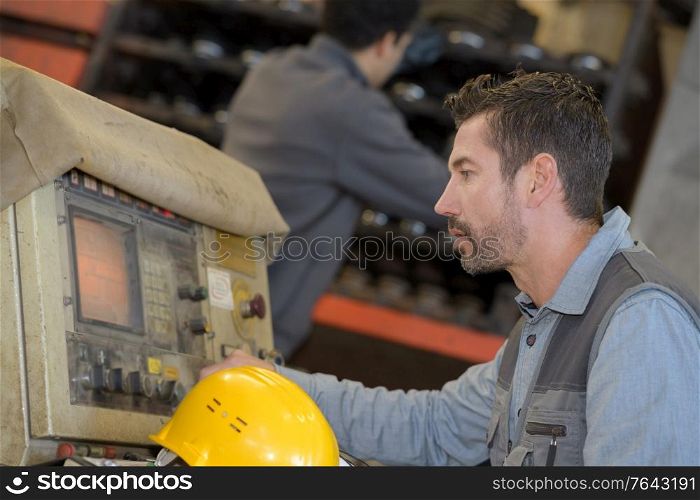 industrial worker at control monitor