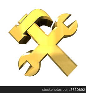 industrial working symbol in gold (3d made)