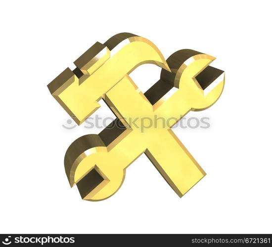industrial working symbol in gold (3d made)