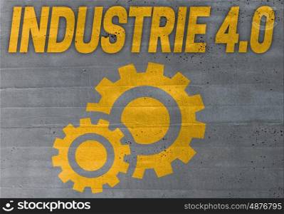 industry 4.0 in german industire 4.0 icon on cement concept background. industry 4.0 in german industire 4.0 icon on cement concept background.