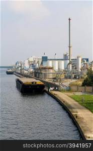 Industry along the Albert Canal in Belgium