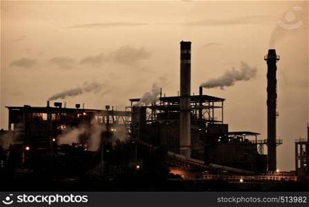 Industry plant during sunset in Thailand