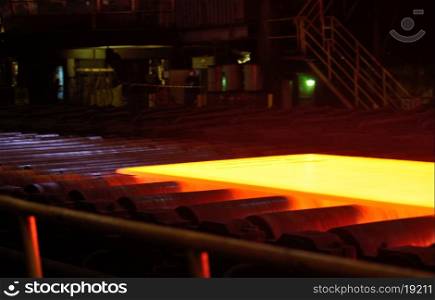 Industry steel, Hot plate on conveyor
