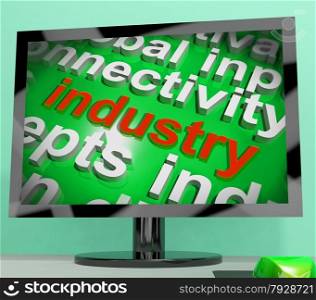 Industry Word Cloud Showing Industrial Workplace Or Manufacturing