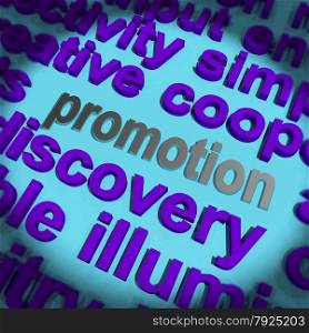 Industry Word Showing Production And Industrial Factories. Promotion Word Meaning Advertising Campaign Or Special Deal