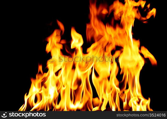 inferno flame fire on black background close up