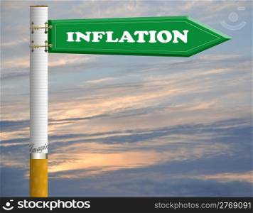Inflation cigarette road sign