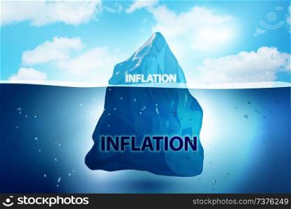 Inflation concept with iceberg - 3d rendering